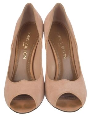 Louis Vuitton Beige Suede Peep-Toe Pumps